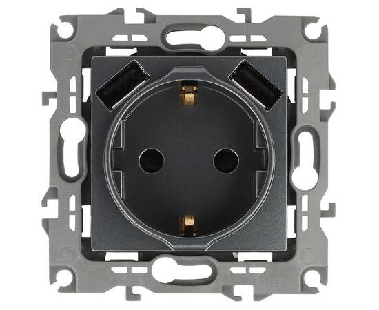 Розетка 2P+E со шторками и 2xUSB Эра 12-4109-12 Б0047846