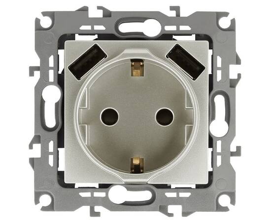 Розетка 2P+E со шторками и 2xUSB Эра 12-4109-15 Б0047849