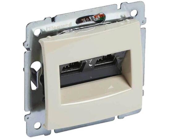 Розетка компьютерная 2хRJ45 Legrand Valena 6 кат UTP с захватами слоновая кость 774147