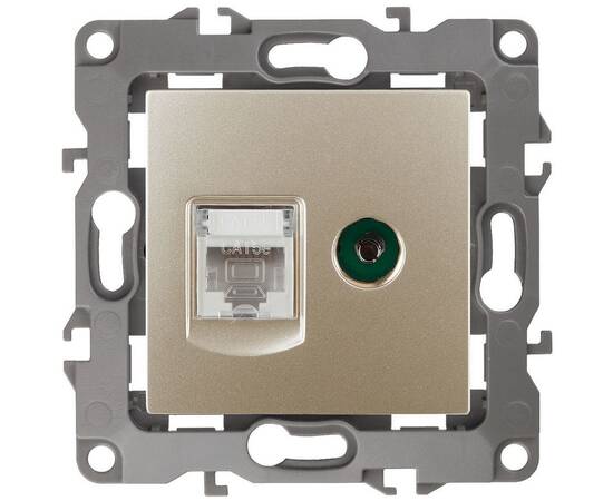 Розетка комбинированная RJ45+TV Эра 12-3110-04 Б0027444