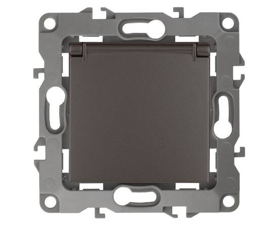 Розетка 2P+E Schuko со шторками с крышкой Эра 12-2103-13 Б0019328