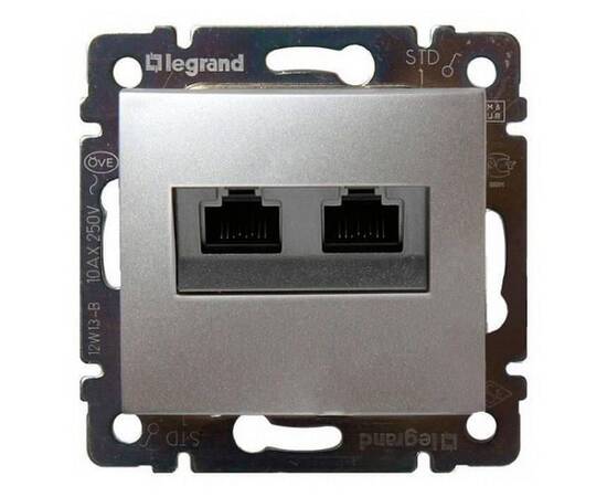 Розетка компьютерная 2хRJ45 Legrand Valena 6 кат UTP с захватами алюминий 770247
