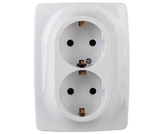 Розетка 2x2P+E Schuko со шторками Эра 12-2108-01 Б0036442