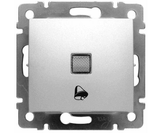 Выключатель кнопочный одноклавишный Legrand Valena 10A 250V с подсветкой Звонок алюминий 770115