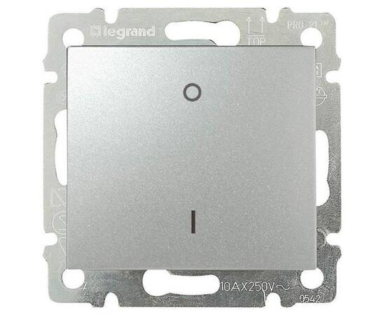 Выключатель одноклавишный трехполюсный Legrand Valena 10A 400V алюминий 770103