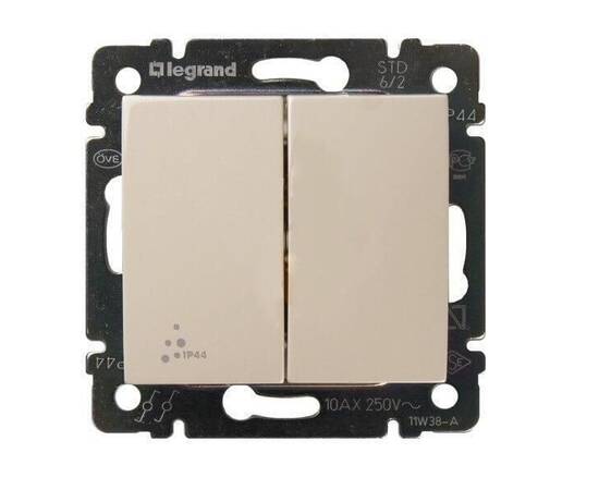 Переключатель двухклавишный Legrand Valena 10A 250V IP44 cлоновая кость 774198