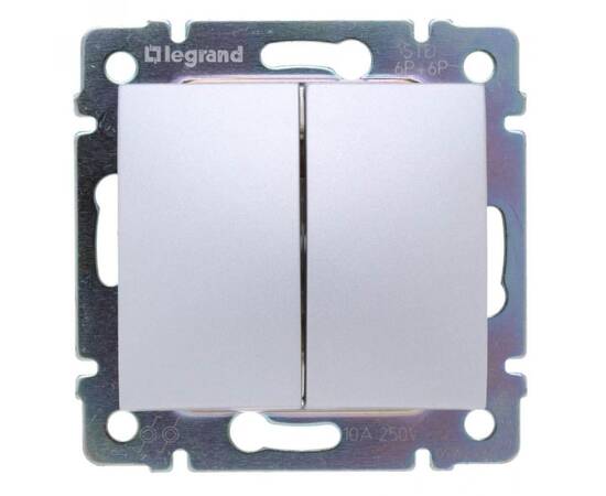 Переключатель кнопочный двухклавишный Legrand Valena алюминий 770218