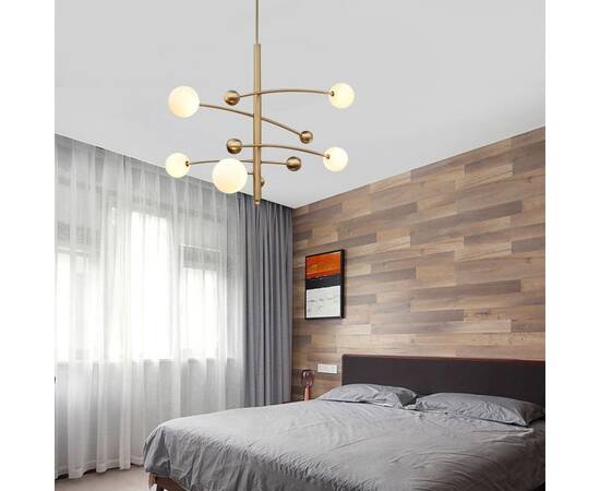 Люстра на штанге Delight Collection Globe Mobile 10215P/5 brass, изображение 3