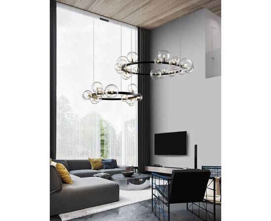 Подвесной светильник Delight Collection Art Deco Bubble KM1294P-24 black/clear, изображение 3