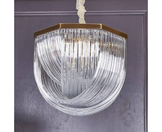 Подвесной светильник Delight Collection Murano Glass A001-554 L9 brass/clear, изображение 2