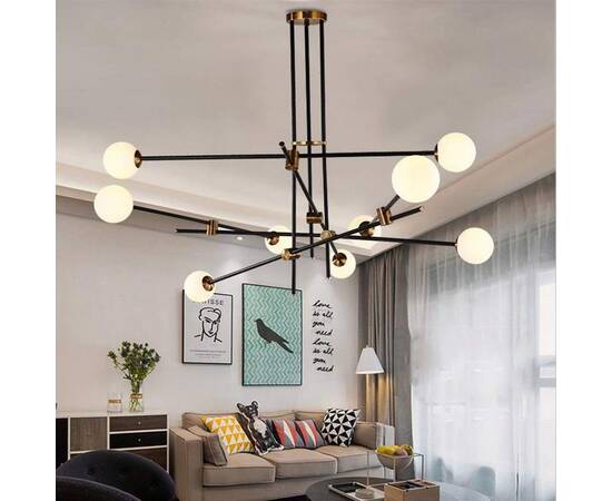 Люстра на штанге Delight Collection Bistro Globe 9389P/9 black/gold, изображение 5