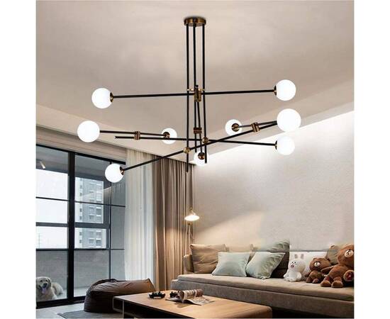 Люстра на штанге Delight Collection Bistro Globe 9389P/9 black/gold, изображение 6