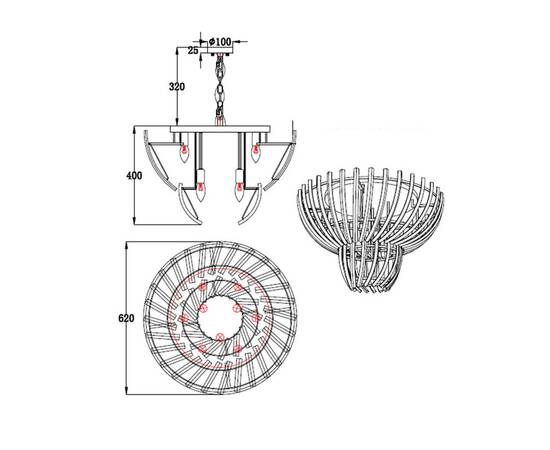 Потолочная люстра Delight Collection Calligo 4424-600 ti-gold/amber, изображение 4