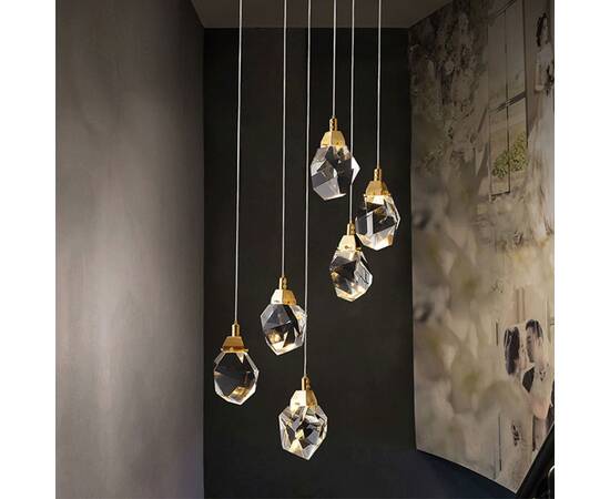 Подвесной светильник Delight Collection Crystal rock II 9701P/6R brass, изображение 2