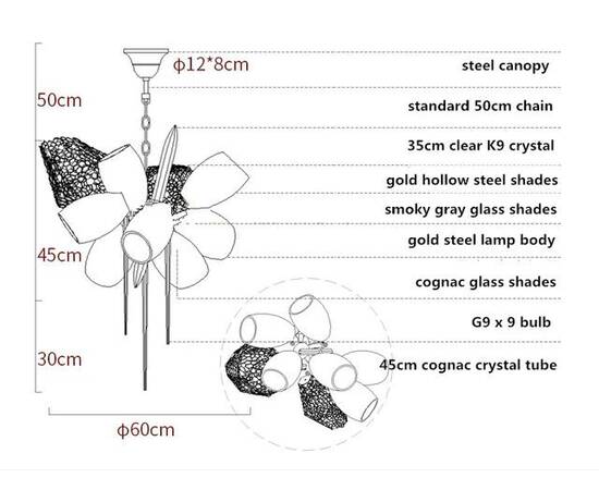 Подвесная люстра Delight Collection Britannica 8898P/AS gold/smoky, изображение 8