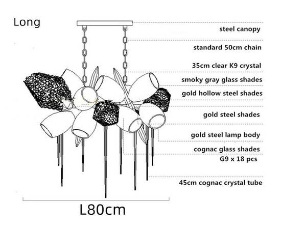 Подвесная люстра Delight Collection Britannica 8898P/BS gold/smoky, изображение 9