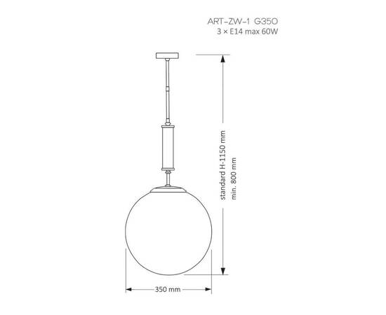 Подвесной светильник Kutek Mood Artu Glass ART-ZW-1 (Z) G350, изображение 2