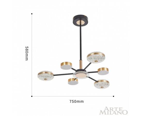 Люстра на штанге Arte Milano 272069/6 BK/GD, изображение 2