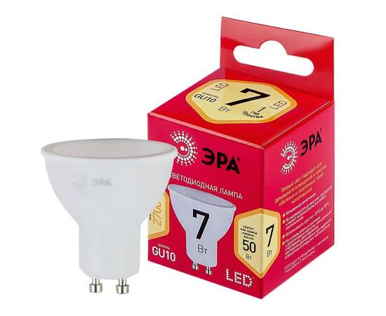 Лампа светодиодная Эра GU10 7W 2700K LED MR16-7W-827-GU10 R Б0050198, изображение 2