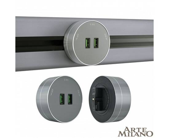 Трековая розетка Arte Milano Am-track-sockets 380011TS/USBx2 Grey
