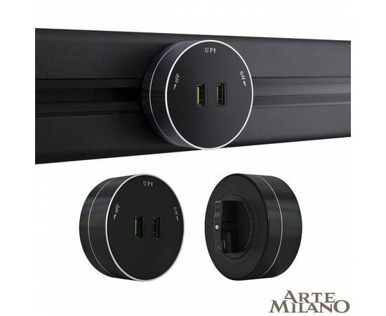 Трековая розетка Arte Milano Am-track-sockets 380011TS/USBx2 Black