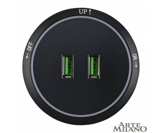 Трековая розетка Arte Milano Am-track-sockets 380066TS LED/USBx2 Black, изображение 3