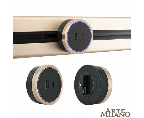 Трековая розетка Arte Milano Am-track-sockets 380066TS LED/USB-Type-C Gold