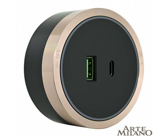 Трековая розетка Arte Milano Am-track-sockets 380066TS LED/USB-Type-C Gold, изображение 4