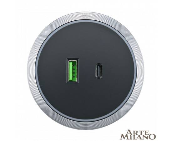 Трековая розетка Arte Milano Am-track-sockets 380066TS LED/USB-Type-C Grey, изображение 3