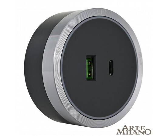 Трековая розетка Arte Milano Am-track-sockets 380066TS LED/USB-Type-C Grey, изображение 4