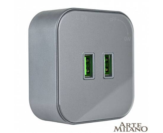 Трековая розетка Arte Milano Am-track-sockets 380022TS/USBx2 Grey, изображение 4