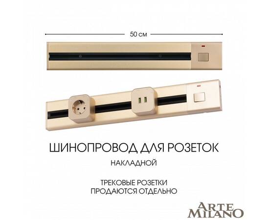 Накладной шинопровод с выключателем Arte Milano Am-track-sockets 385205TOB/50 Gold