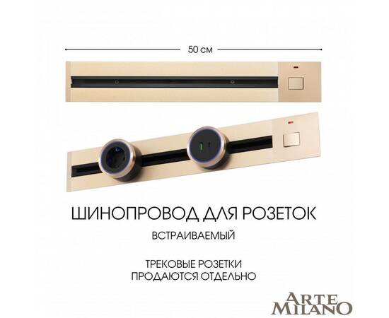Встраиваемый шинопровод с выключателем Arte Milano Am-track-sockets 385205TBB/50 Gold