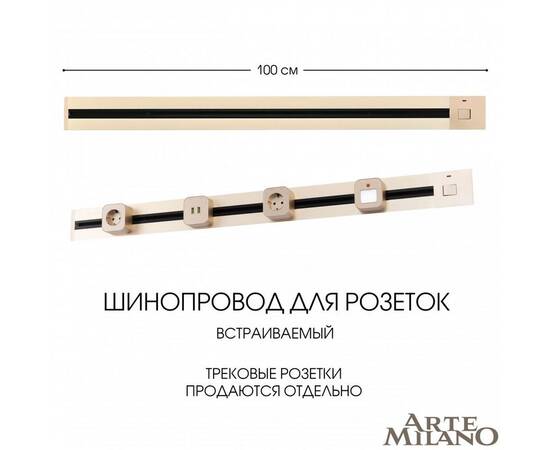 Встраиваемый шинопровод с выключателем Arte Milano Am-track-sockets 385201TBB/100 Gold