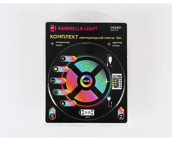 Светодиодная лента Ambrella Light LED Strip 12В 5050 7,2Вт/м RGB 5м IP20 GS2401, изображение 5