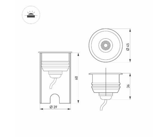 Грутовый светильник Arlight KT-AQUA-R45-3W Warm3000 047698, изображение 3