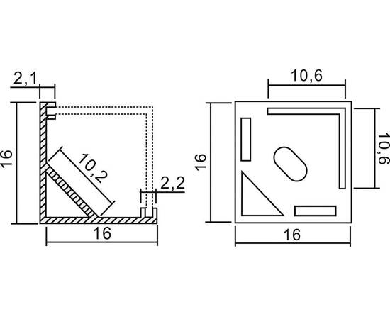 Профиль алюминиевый угловой квадратный Feron CAB281 10300, изображение 3