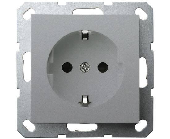 Розетка SHUKO Jasmart с защитными шторками (2P+T) 16A 250V цвет алюминий G5501S