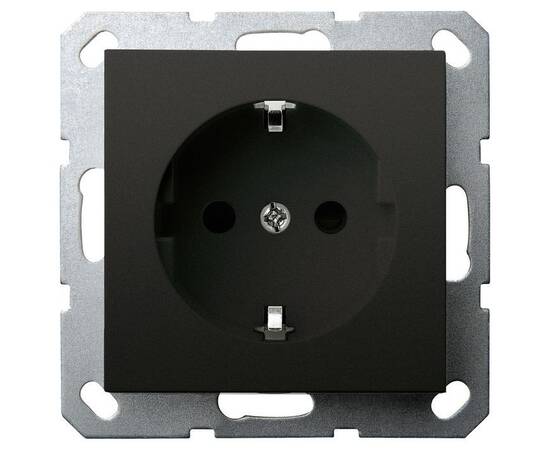 Розетка SHUKO Jasmart с защитными шторками 16A 250V 2P+T черный матовый (soft touch) G5501PB