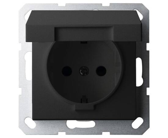 Розетка SHUKO Jasmart с крышкой с защитными шторками черный матовый (soft touch) 16A 250V 2P+T G5505