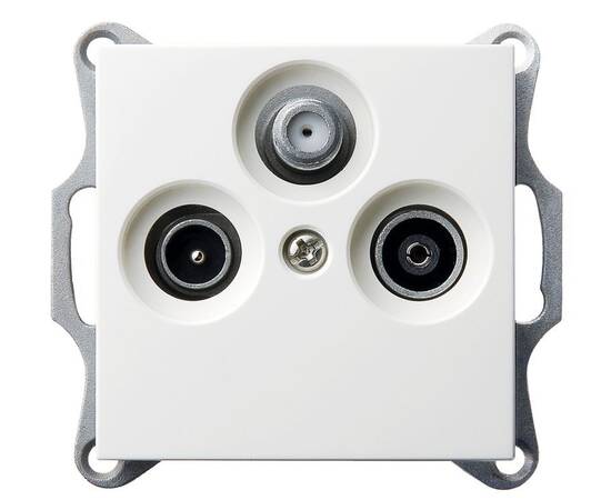 Розетка TV-FM-SAT Jasmart оконечная с накладкой белый глянцевый G6206W