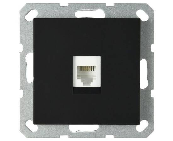 Телефонная розетка Jasmart разъем RJ11 с накладкой черный матовый (soft touch) G6101PB