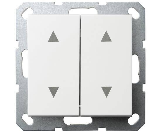 Выключатель двухклавишный Jasmart для жалюзи/штор в комплекте с накладкой белый глянцевый 10A 250V G