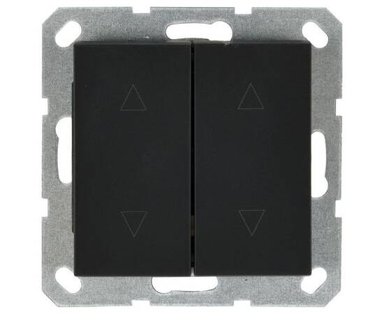 Выключатель двухклавишный Jasmart для жалюзи/штор в комплекте с накладкой 10A 250V черный матовый (s