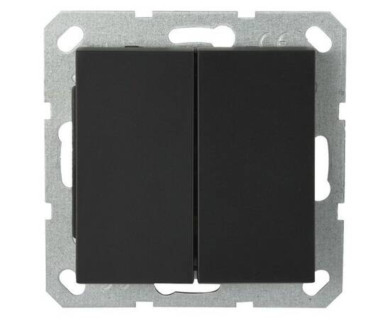 Выключатель двухклавишный Jasmart с накладкой 10A 250V черный матовый (soft touch) G3023PB