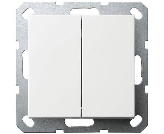 Выключатель двухклавишный проходной Jasmart с накладкой 10A 250V белый глянцевый G3022W