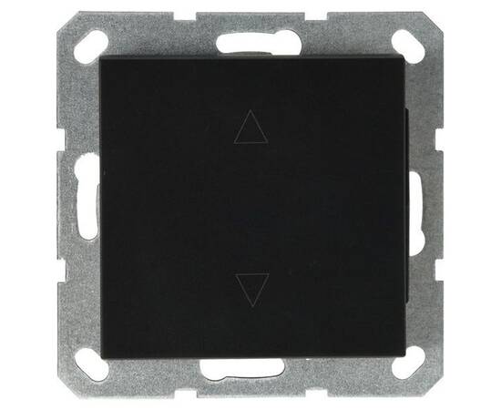 Выключатель одноклавишный Jasmart для жалюзи/штор в комплекте с накладкой 10A 250V черный матовый (s