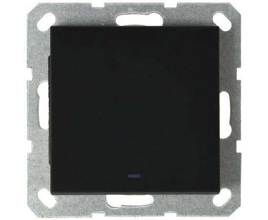 Выключатель одноклавишный Jasmart проходной со светодиодом с накладкой 10A 250V черный матовый (soft