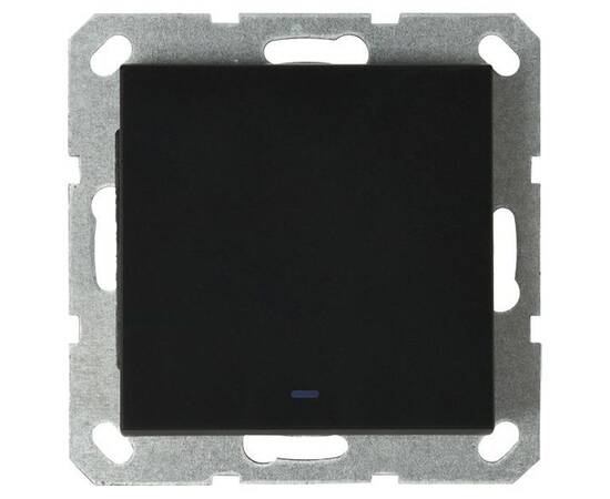Выключатель одноклавишный Jasmart со светодиодом с накладкой 10A 250V черный матовый (soft touch) G3