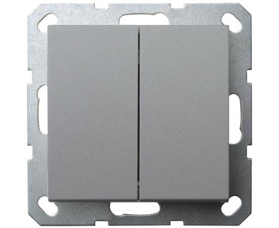 Выключатель проходной двухклавишный Jasmart в комплекте с накладкой 10A 250V ( 6+6 ) цвет алюминий G
